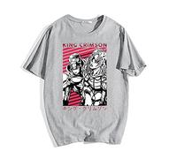 jiminhope JoJo's Bizarre Adventure T-Shirt D'été Hommes et Femmes Casual Loose Short Sleeve Tops Anime King Crimson Cosplay Costumes