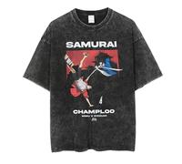 jiminhope T-Shirts Anime Samurai Champloo Graphiques T Shirt Homme Coton Manches Courtes T-Shirts Unisexes Vintage Washed T-Shirts Summer Oversized Streetwear