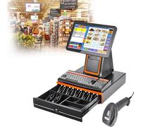 JIMINHUIXIN Terminal de Point de Vente Tactile, Caisse Enregistreuse Tout-en-Un Intelligente avec écran LCD 15,6 Pouces, Imprimante Thermique 58 mm intégrée, pour Petit Commerce, Épicerie