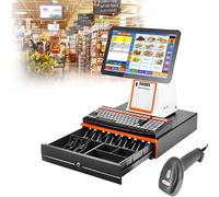 JIMINHUIXIN Terminal de Point de Vente Tactile, Caisse Enregistreuse Tout-en-Un Intelligente avec écran LCD 15,6 Pouces, Imprimante Thermique 58 mm intégrée, pour Petit Commerce, Épicerie