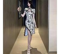 JIMINISO Femmes Classique Cheongsam Dames Longue Qi Pao Sexy soirée serrée Chinois Traditionnel Vintage col Mandarin Qipao Robe