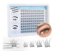 JIMIRE Lot de 14 paires d'extensions de cils à bande russe œil de chat aspect naturel D Curl duveteux 15 mm