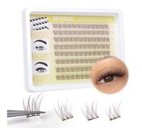 JIMIRE Lot de 14 paires d'extensions de cils à bande russe œil de chat aspect naturel D Curl duveteux 15 mm