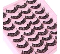 JIMIRE Lot de 14 paires d'extensions de cils à bande russe œil de chat aspect naturel D Curl duveteux 15 mm