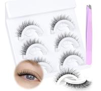 JIMIRE Lot de 14 paires d'extensions de cils à bande russe œil de chat aspect naturel D Curl duveteux 15 mm