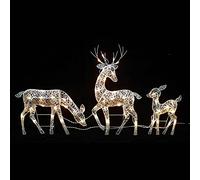 Jimmackey Decoration Noel Exterieur - Famille de Renne Lumineux Noël Déco Rennes Lumière LED décor Avant Cour Pelouse Extérieur à la Maison Cadeau (3Pcs, M)