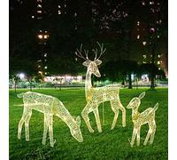 Jimmackey Decoration Noel Exterieur - Famille de Renne Lumineux Noël Déco Rennes Lumière LED décor Avant Cour Pelouse Extérieur à la Maison Cadeau (3Pcs, L)