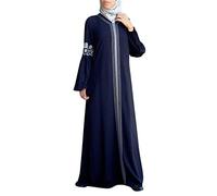 Jimmackey Musulmane Femme, Abaya Femme Musulmane, Robe de prière Musulmane pour Femmes, Dubai Islamique Couleur Unie Robe Longue VêTements Robe Grande Taille Arabie Abaya Kaftan (BU, S)