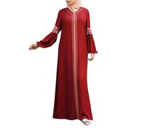 Jimmackey Musulmane Femme, Abaya Femme Musulmane, Robe de prière Musulmane pour Femmes, Dubai Islamique Couleur Unie Robe Longue VêTements Robe Grande Taille Arabie Abaya Kaftan (RD, XXL)