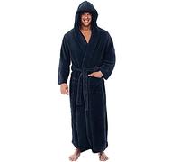 Jimmackey Peignoir Homme Chaud en Polaire | Robe De Chambre à Capuche Longue Coupe Peluche Douillet Luxe Doux Corail Grand Taille Peignoirs Ultra Cadeau Chic (DB, 4XL), (1-1)