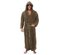 Jimmackey Peignoir Homme Chaud en Polaire | Robe De Chambre à Capuche Longue Coupe | Peluche Douillet Luxe Doux Corail Peignoir Grand Taille | Peignoirs Ultra Doux | Cadeau Homme Chic (BW, XXL)