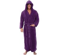 Jimmackey Peignoir Homme Chaud en Polaire | Robe De Chambre à Capuche Longue Coupe | Peluche Douillet Luxe Doux Corail Peignoir Grand Taille | Peignoirs Ultra Doux | Cadeau Homme Chic (PP, XXL)