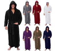 Jimmackey Peignoir Homme Chaud en Polaire | Robe De Chambre à Capuche Longue Coupe | Peluche Douillet Luxe Doux Corail Peignoir Grand Taille | Peignoirs Ultra Doux | Cadeau Homme Chic (RD, 5XL)