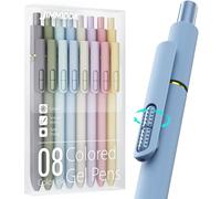 JIMMIDDA Morandi Lot de 8 stylos à encre gel colorée - Pointe moyenne de 0,7 mm - Séchage rapide - Pour journal intime et prise de notes (Morandi - 8 pièces)