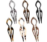 Jimmidy Lot de 6 épingles à cheveux en forme de U - Accessoires élégants pour cheveux épais ou fins (rouge clair, noir, kaki, noir, gris clair, brun rougeâtre)