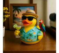 Jimmy Buffet Memorial Duck - Figurine de canard hommage à la musique tropicale pour perroquets, collection de plage inspirée de la margarita, décoration commémorative en résine et caoutchouc