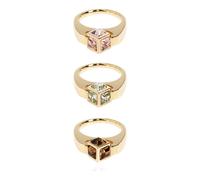 Jimmy Choo - Bague Cube Triple - Femme - Accessoires - Jaune - Taille: 50 MM