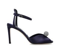 Jimmy Choo - Sandales à talons Sacora 85 en satin - Femme - Chaussures - Bleu - Taille: 35 1/2 EU