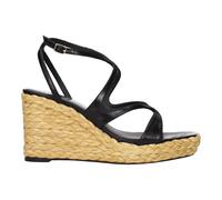 Jimmy Choo - Sandales Compensées en Cuir Noir Effet Vintage - Femme - Chaussures - Noir - Taille: 37 EU