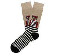 Jimmy Lion Chaussettes en coton peigné. Artist Cat - Beige. Tailles 41-46 en demi-roseau.