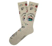 Jimmy Lion Chaussettes Frida en coton peigné en demi-roseau. Athletic Frida Viva Mexico - Beige, 41-46.