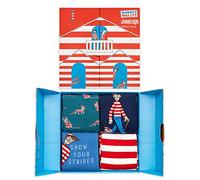 Jimmy Lion - Coffret Cadeau Chaussettes Where's Wally. Pack de 4 paires style casual, mi-mollet, taille 41-46.