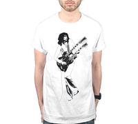 Jimmy Page Urban Image T-Shirt Outrider Playing Up A Storm Guitor Boogi White Manches Courtes(3X-Large)
