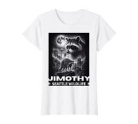 Jimothy Raton Laveur Seattle Wildlife Adventures T-Shirt Graphique avec Valeur, Femme, Blanc, M