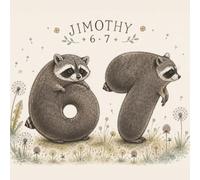 Jimothy the Raccoon 6 7 Sketchbook: 8.5 x 8.5 Square Dot Grid Notebook | 120 Pages | White Paper for Drawing, Journaling, Map Making, Six Seven