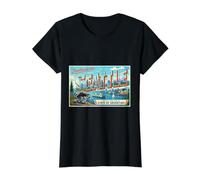 Jimothy Was Here Carte Postale Vintage de Voyage à Seattle Washington T-Shirt Graphique avec Valeur, Femme, Noir, L