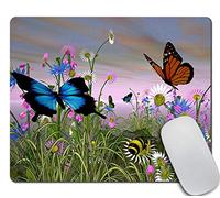 JIMOWANG Butterflies in Daisy Fields Tapis de souris de jeu Surface lisse Tapis de souris en caoutchouc Tapis de souris 9,5 x 7,9 pouces