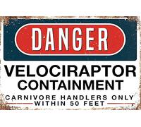 JIMOWANG Jesiceny New Sign Danger Velociraptor Conteneur Vintage Métal Signs pour Cafes Bars Pubs Boutique Décoration Murale Drôle Rétro Signes 20,3 x 30,5 cm
