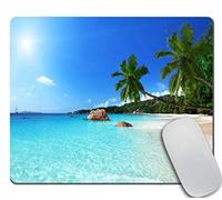 JIMOWANG Ocean Island Surfing Beach ScenicGaming Tapis de souris Surface lisse Tapis de souris en caoutchouc Tapis de souris 9,5 x 7,9 pouces