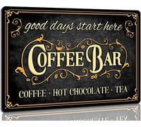 JIMOWANG Panneau Rectangulaire en Métal 20x30 cm pour Décoration Intérieure, Cadeau - Café, Vintage Moderne - Chocolat Chaud et Thé