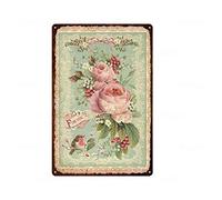 JIMOWANG Rose Fleur Vintage Pastoral Artistique Métal Peinture Maison Salon Décor Pin Up Jardin Plaque Murale en Métal 20,3 x 30,5 cm