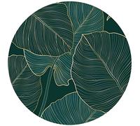 JIMOWANG Tapis de souris à feuilles tropicales pour bureau avec base en caoutchouc antidérapant Tapis de souris rond pour bureau Accessoires de bureau