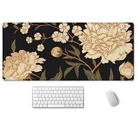 JIMOWANG Tapis de souris de jeu étendu blanc pivoine Grand tapis de bureau sous-mains avec base en caoutchouc antidérapant pour le travail, les jeux, le bureau, la maison 90 x 40 cm
