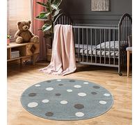 Jimri Dots Tapis à Pois pour Enfants - Tapis pour Chambre d'enfant - Chambre bébé (Menthe, 150 cm Rond)