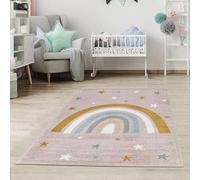 Jimri Dots Tapis à Pois pour Enfants - Tapis pour Chambre d'enfant - Chambre bébé (Rose 80 x 150 cm)