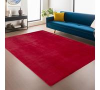 Jimri Fashion4Home Tapis de Salon Uni pour Chambre d'Enfant, à Coucher, Bureau, Couloir et Cuisine - Poils Courts Rouge - 140 x 200 cm