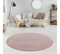 Jimri Fashion4Home Tapis de Salon Uni pour Chambre d'Enfant, à Coucher, Bureau, Couloir et Cuisine - Poils Courts Beige - 80 cm, Rond