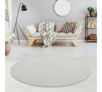 Jimri Fashion4Home Tapis de Salon uni - pour Chambre d'enfant, Chambre à Coucher, Bureau, Couloir et Cuisine - Tapis à Poils Courts Blanc - Taille : 160 cm Rond
