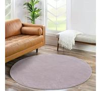 Jimri Fashion4Home Tapis de Salon uni - Tapis uni pour Chambre d'enfant, Chambre à Coucher, Bureau, Couloir et Cuisine - Tapis à Poils Courts Rose, Taille : 200 cm, Rond.