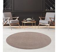Jimri Fashion4Home Tapis de Salon uni - Tapis uni pour Chambre d'enfant, Chambre à Coucher, Bureau, Couloir et Cuisine - Tapis à Poils Courts Beige - Dimensions : 120 cm, Rond.