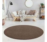 Jimri Tapis de Salon uni - Tapis uni pour Chambre d'enfant, Chambre à Coucher, Bureau, Couloir et Cuisine - Tapis à Poils Courts Marron/Taupe - Taille : 160 cm, Rond