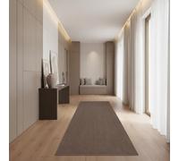 Jimri Tapis de Salon uni - Tapis uni pour Chambre d'enfant, Chambre à Coucher, Bureau, Couloir et Cuisine - Tapis à Poils Courts Marron/Taupe - Taille : 80 x 250 cm