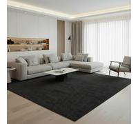 Jimri Tapis de Salon uni - Tapis uni pour Chambre d'enfant, Chambre à Coucher, Bureau, Couloir et Cuisine - Tapis à Poils Courts Anthracite/Noir - Taille : 140 x 200 cm