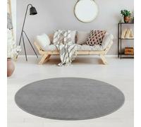 Jimri Tapis de Salon uni - Tapis uni pour Chambre d'enfant, Chambre à Coucher, Bureau, Couloir et Cuisine - Tapis à Poils Courts Gris Clair - Taille : 200 cm, Rond