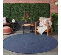 Jimri Tapis d'intérieur et d'extérieur - Tapis résistant aux intempéries pour Balcon, terrasse, Jardin, Cuisine - résistant aux Rayons UV et à l'eau - 120 cm Rond, Bleu