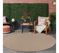 Jimri Tapis d'intérieur et d'extérieur - Tapis résistant aux intempéries pour Balcon, terrasse, Jardin, Cuisine - résistant aux Rayons UV et à l'eau - 120 cm Rond, Beige
